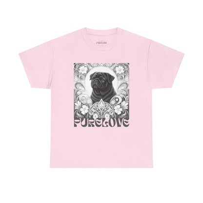 Pug Black Vintage Unisex Cotton Tee for Dog Lovers (Black & White T-Shirt)