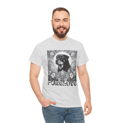 Rottweiler Buddha Vintage Unisex Cotton Tee for Dog Lovers (Black & White T-Shirt)