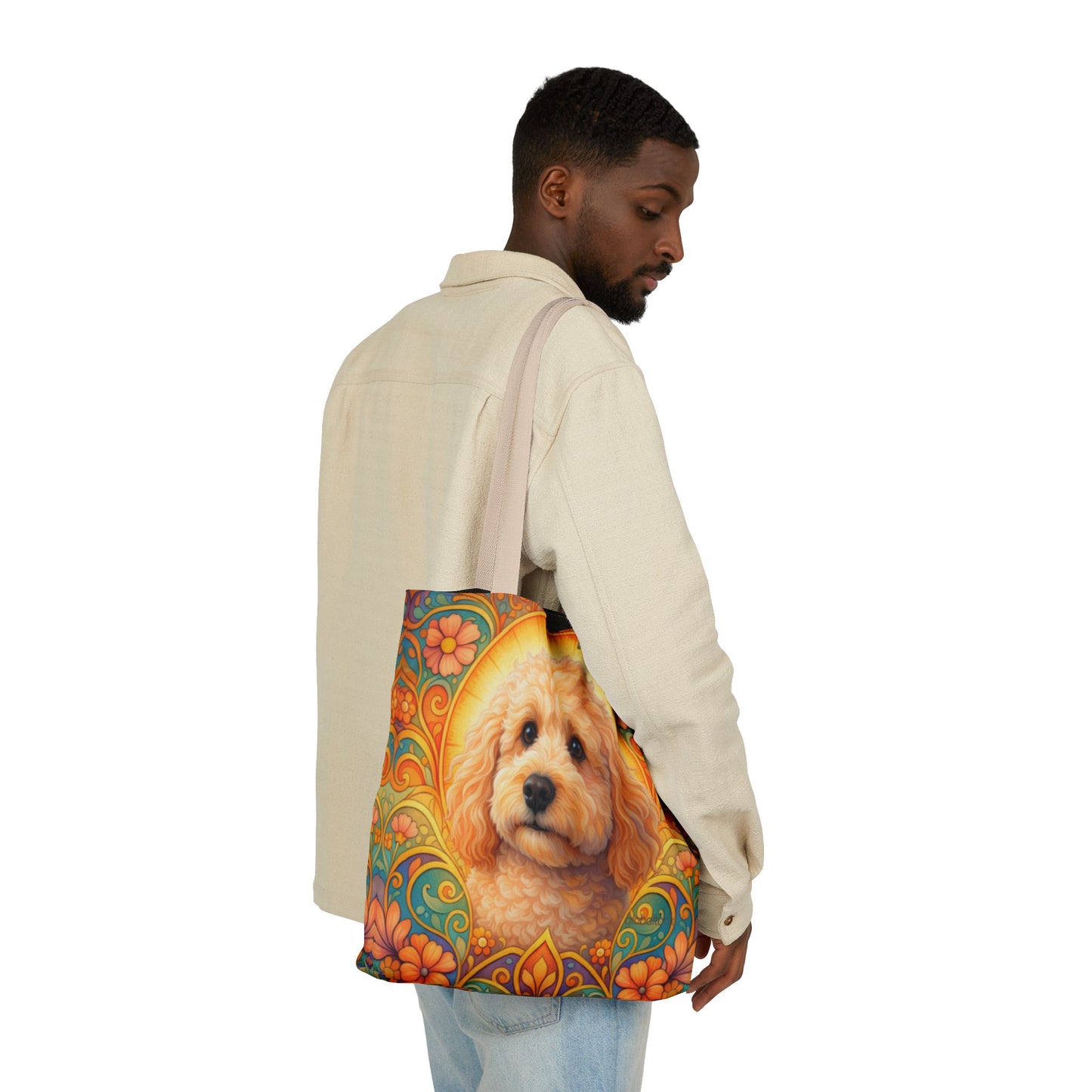 Goldendoodle (Groodle) All-Over Print Canvas Tote Bag – Colourful Artistic Dog Lover Gift