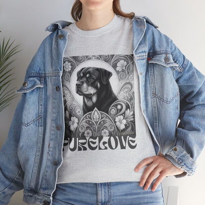 Rottweiler Buddha Vintage Unisex Cotton Tee for Dog Lovers (Black & White T-Shirt)