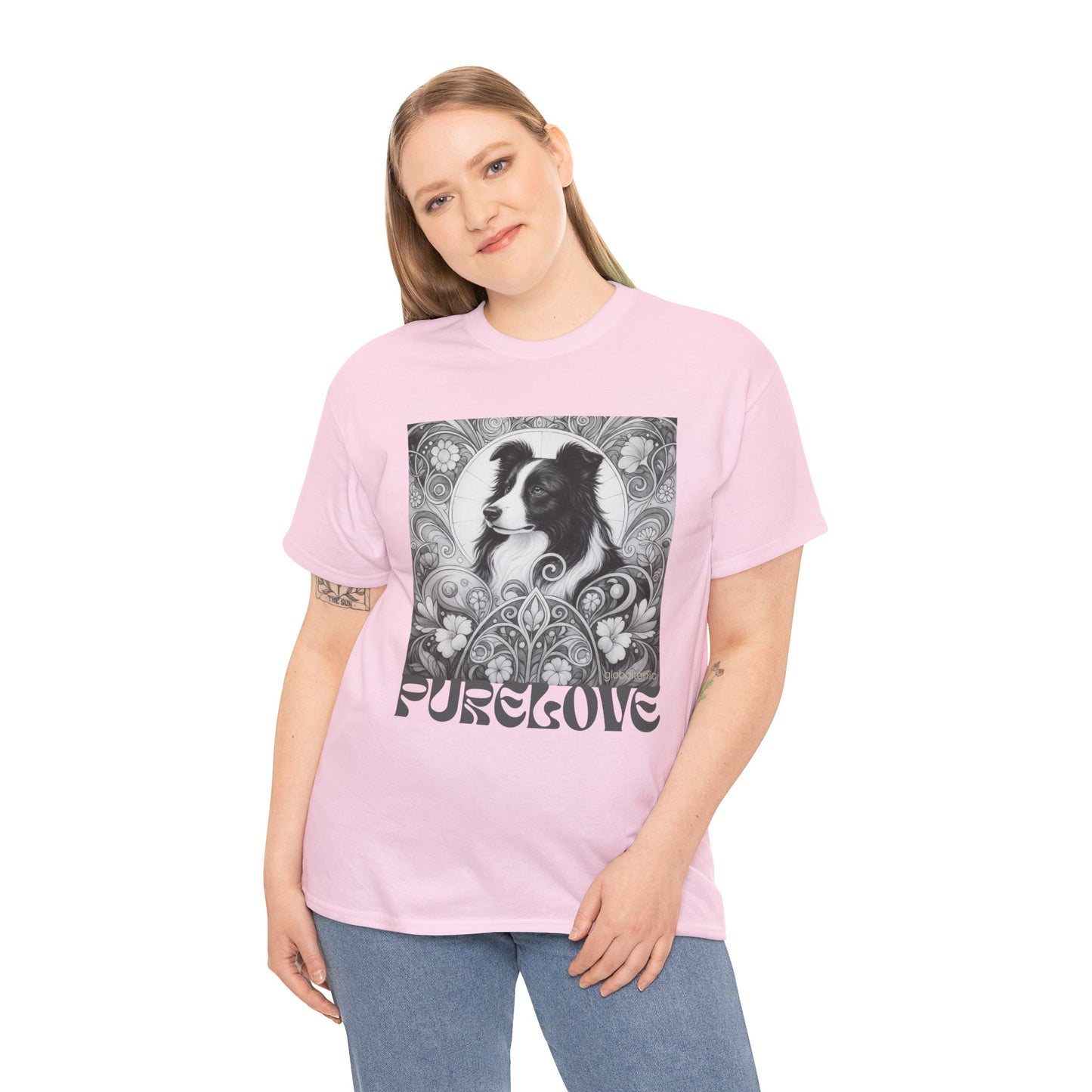 Border Collie Vintage Unisex Cotton Tee for Dog Lovers (Black & White)