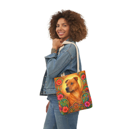 Staffy Tan All-Over Print Canvas Tote Bag – Colourful Artistic Dog Lover Gift