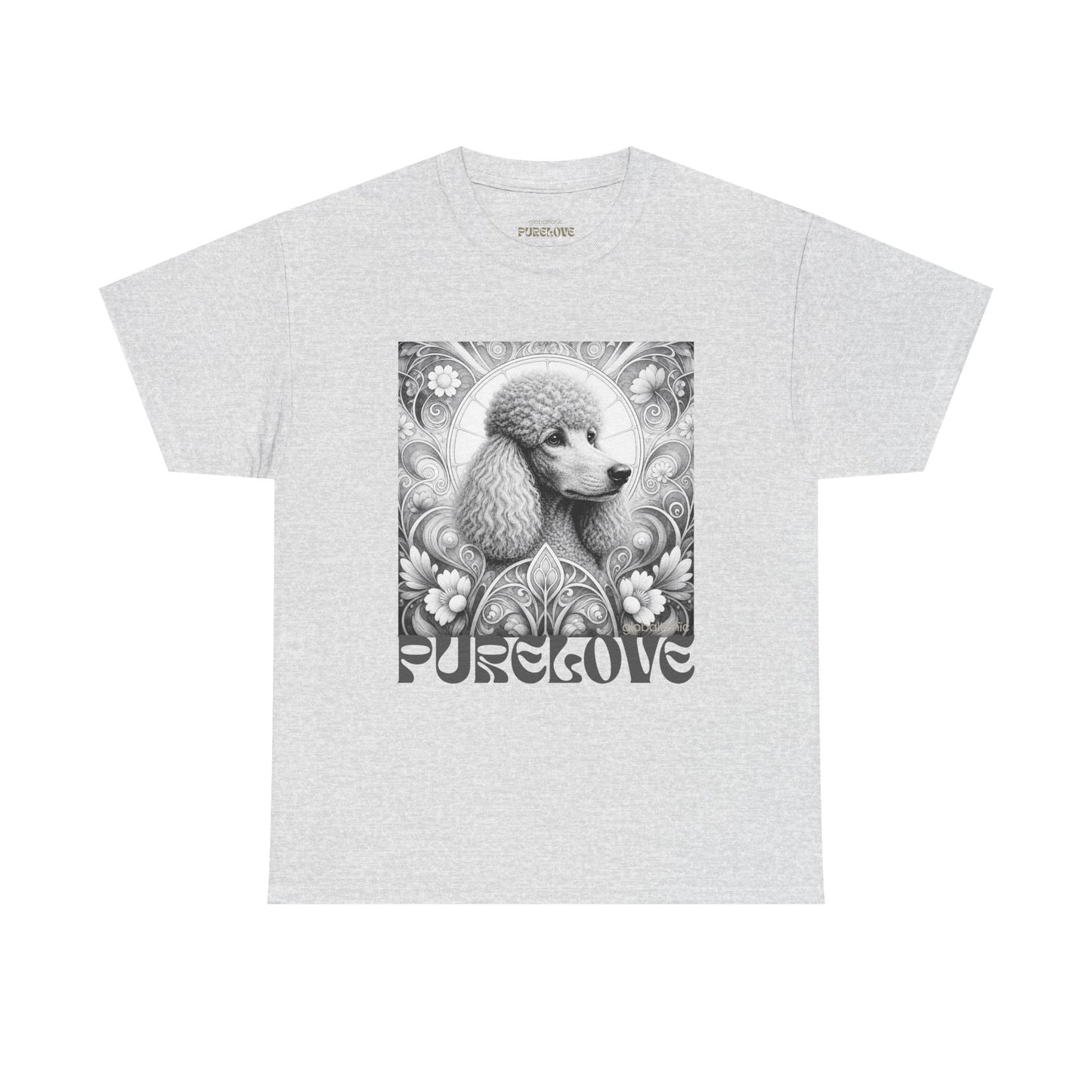 Poodle Grey Vintage Unisex Cotton Tee for Dog Lovers (Black & White)