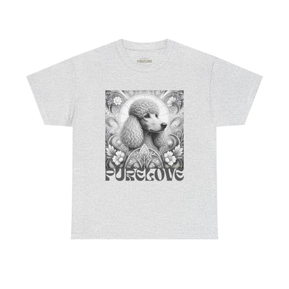 Poodle Grey Vintage Unisex Cotton Tee for Dog Lovers (Black & White)