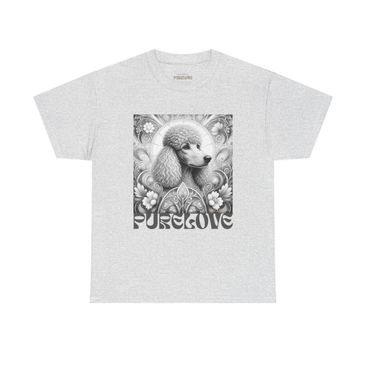 Poodle Grey Vintage Unisex Cotton Tee for Dog Lovers (Black & White)