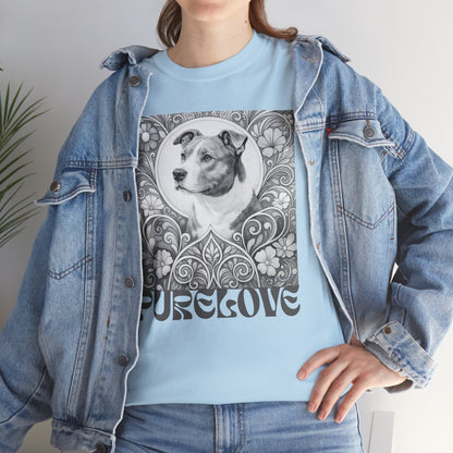 Staffy Grey & White Vintage Unisex Cotton Tee for Dog Lovers (Black & White T-Shirt)