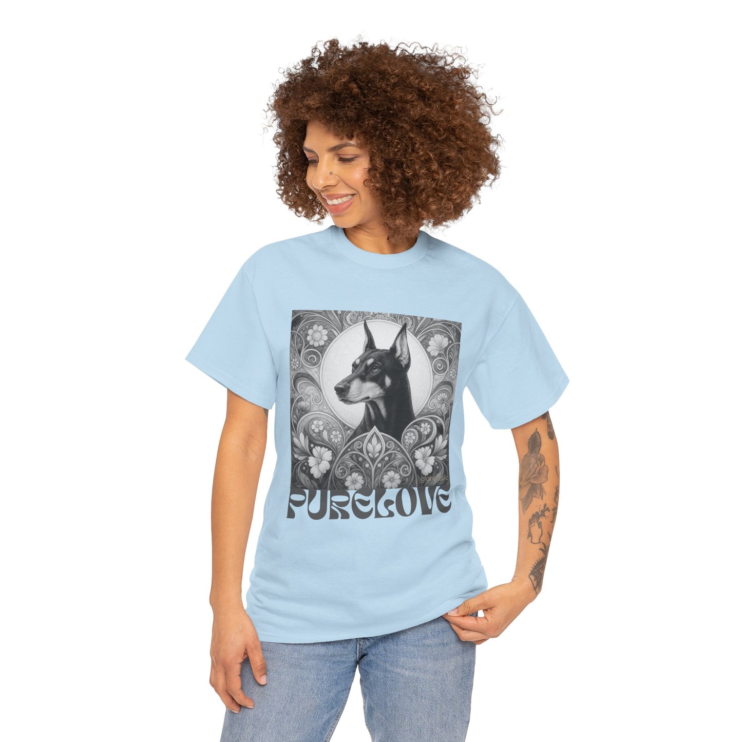 Doberman Vintage Unisex Cotton Tee for Dog Lovers (Black & White)