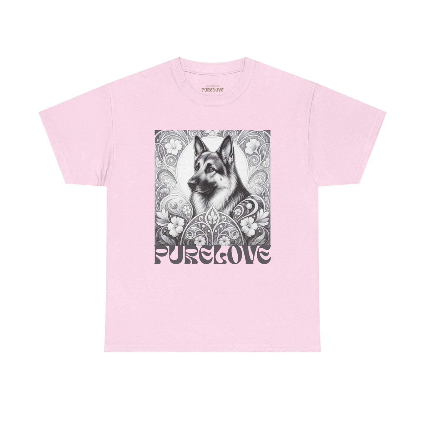 German Shepherd Vintage Unisex Cotton Tee for Dog Lovers  (Black & White)
