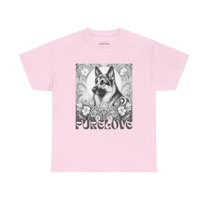 German Shepherd Vintage Unisex Cotton Tee for Dog Lovers  (Black & White)