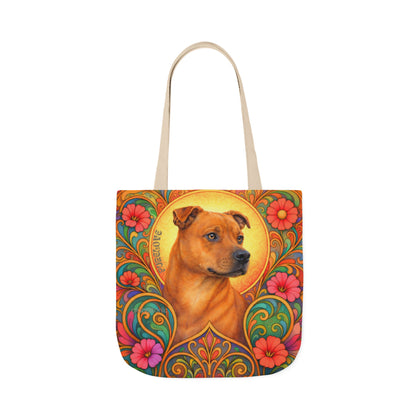 Staffy Tan All-Over Print Canvas Tote Bag – Colourful Artistic Dog Lover Gift