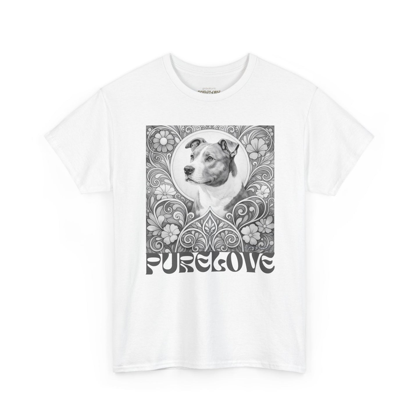 Staffy Grey & White Vintage Unisex Cotton Tee for Dog Lovers (Black & White T-Shirt)