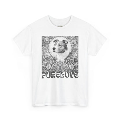 Staffy Grey & White Vintage Unisex Cotton Tee for Dog Lovers (Black & White T-Shirt)