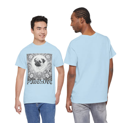 Pug Tan Vintage Unisex Cotton Tee for Dog Lovers (Black & White T-Shirt)