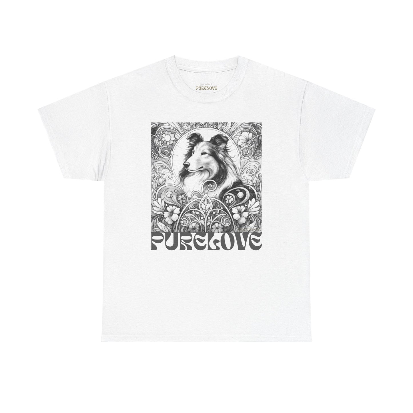 Collie Vintage Unisex Cotton Tee for Dog Lovers (Black & White)