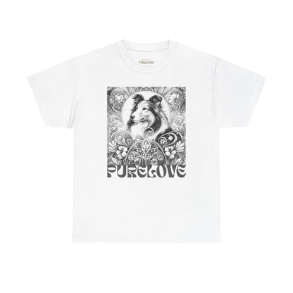 Collie Vintage Unisex Cotton Tee for Dog Lovers (Black & White)