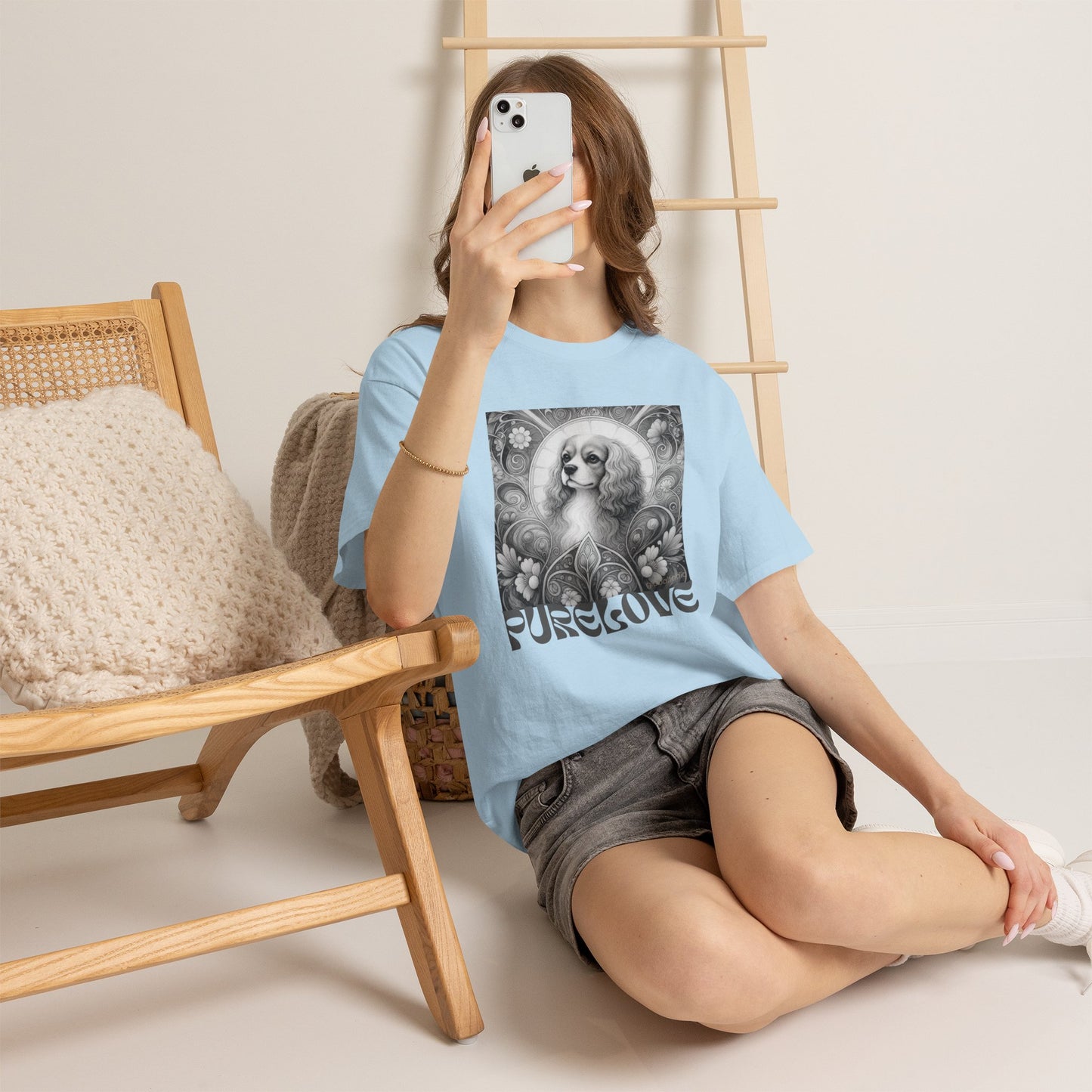 Cavalier King Charles Spaniel Vintage Unisex Cotton Tee for Dog Lovers (Black & White)