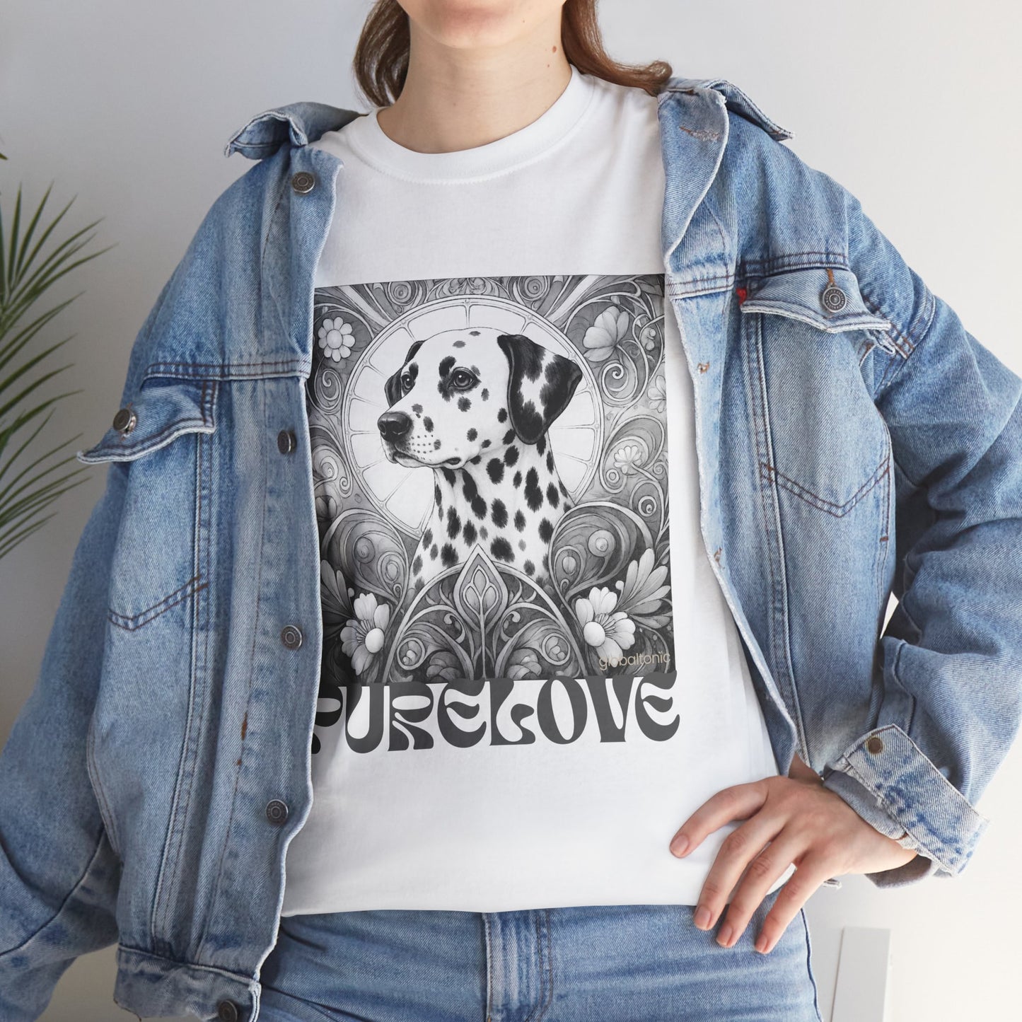 Dalmatian Vintage Unisex Cotton Tee for Dog Lovers (Black & White)