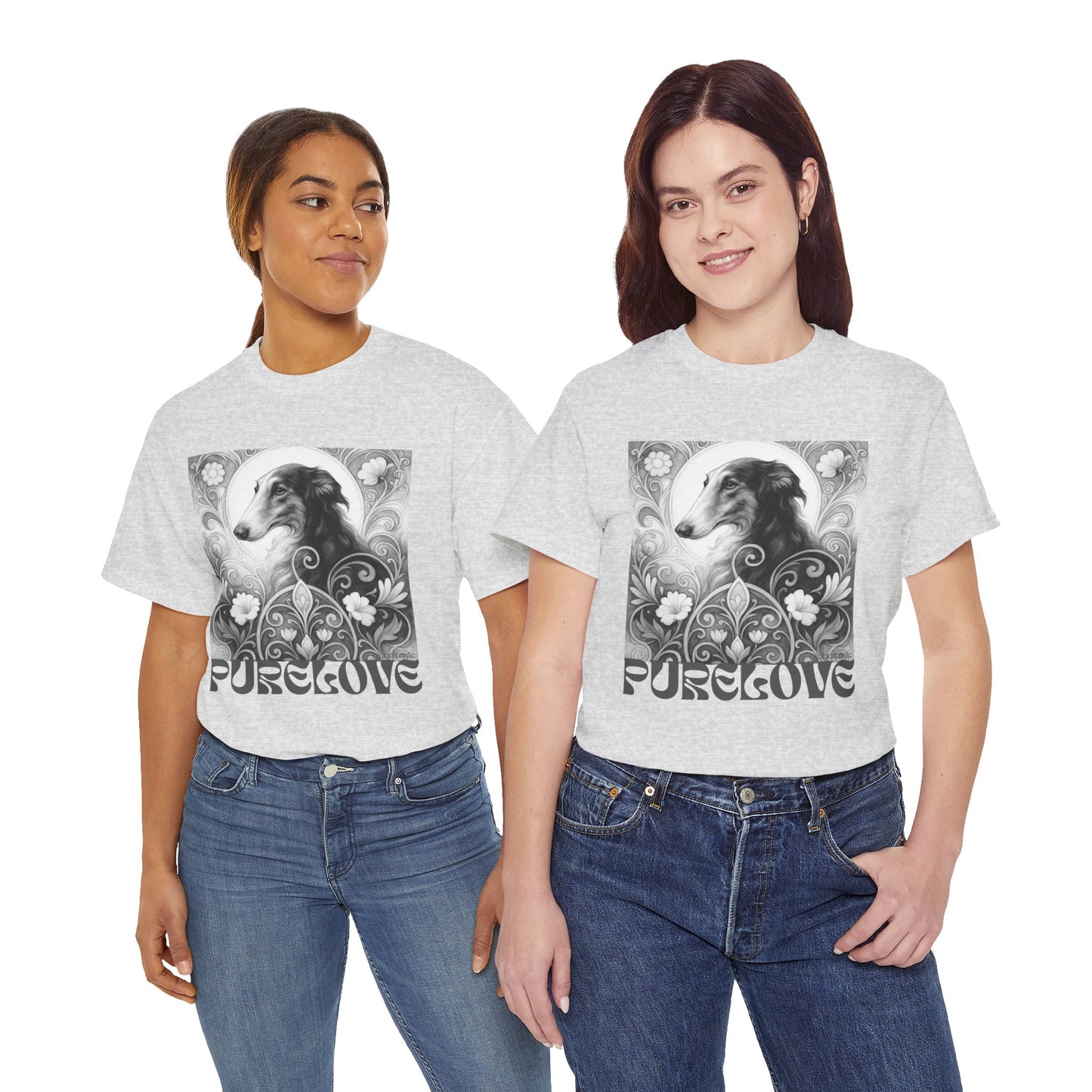 Borzoi Vintage Unisex Cotton Tee for Dog Lovers (Black & White)