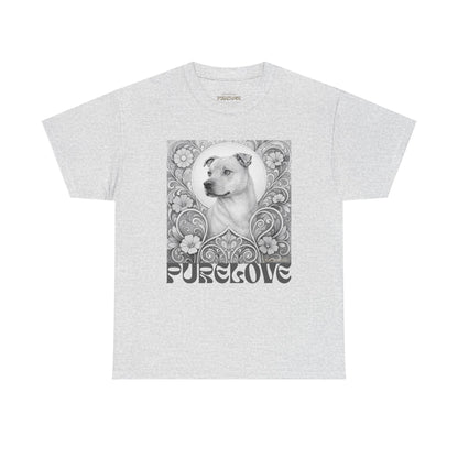 Staffy Tan Vintage Graphic T-Shirt – Unisex Cotton Tee for Dog Lovers (Black & White)