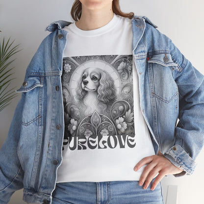 Cavalier King Charles Spaniel Vintage Unisex Cotton Tee for Dog Lovers (Black & White)