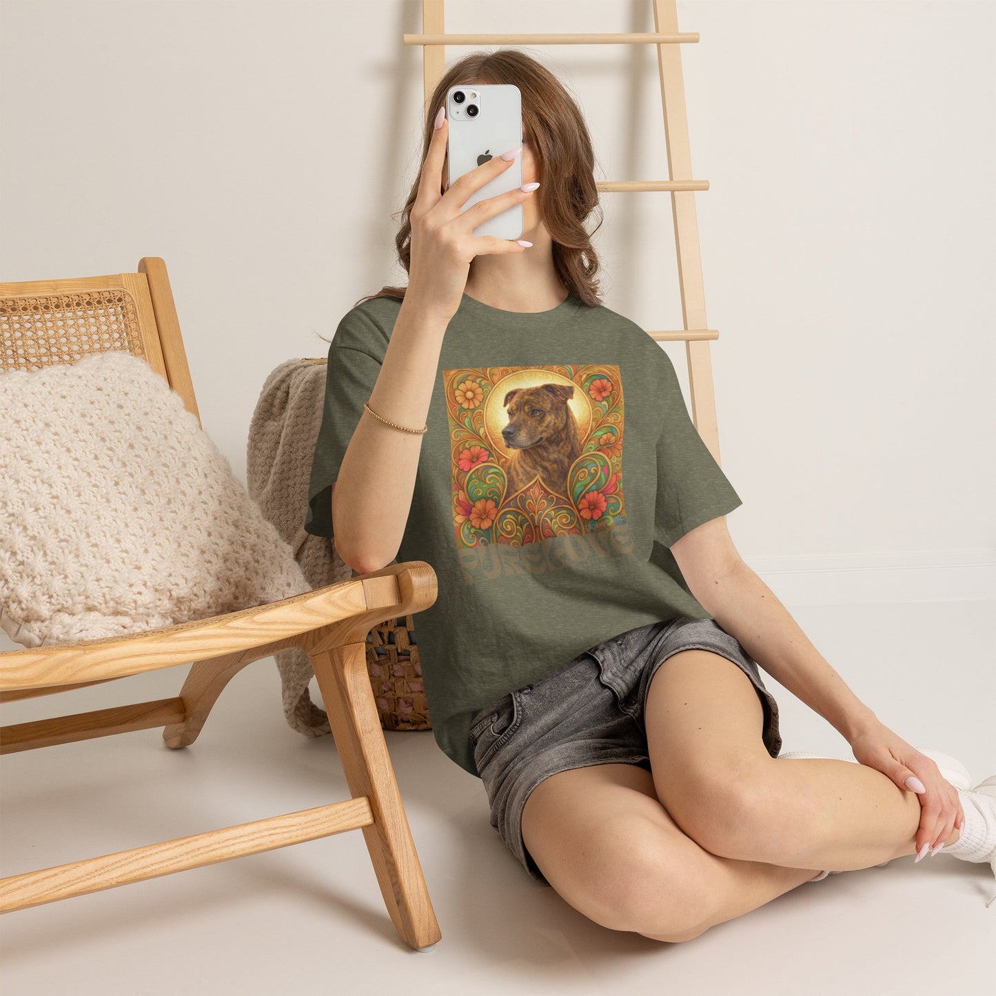 Staffy Brown Brindle Vintage Graphic T-Shirt – Unisex Cotton Tee for Dog Lovers