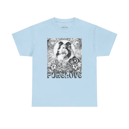 Collie Vintage Unisex Cotton Tee for Dog Lovers (Black & White)
