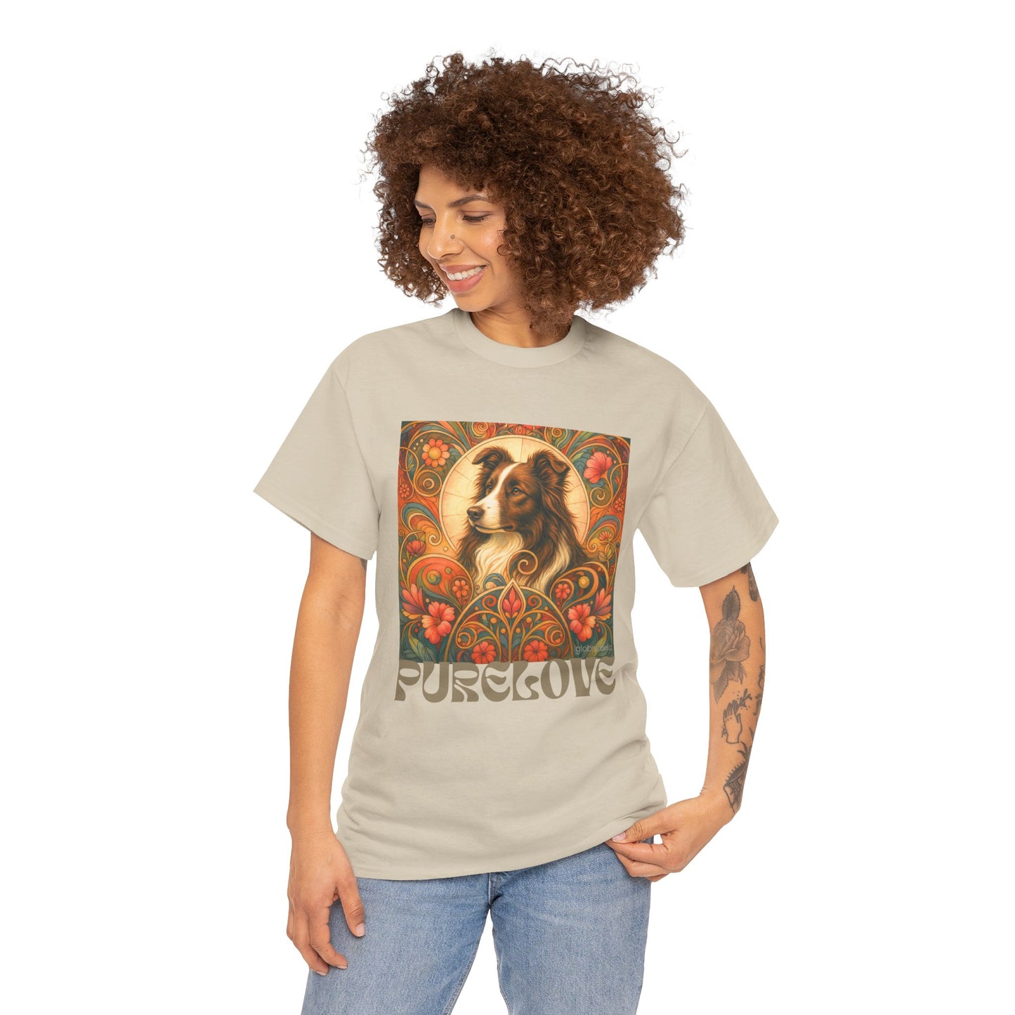 Border Collie (Chocolate & White) Vintage Graphic T-Shirt – Unisex Cotton Tee for Dog Lovers