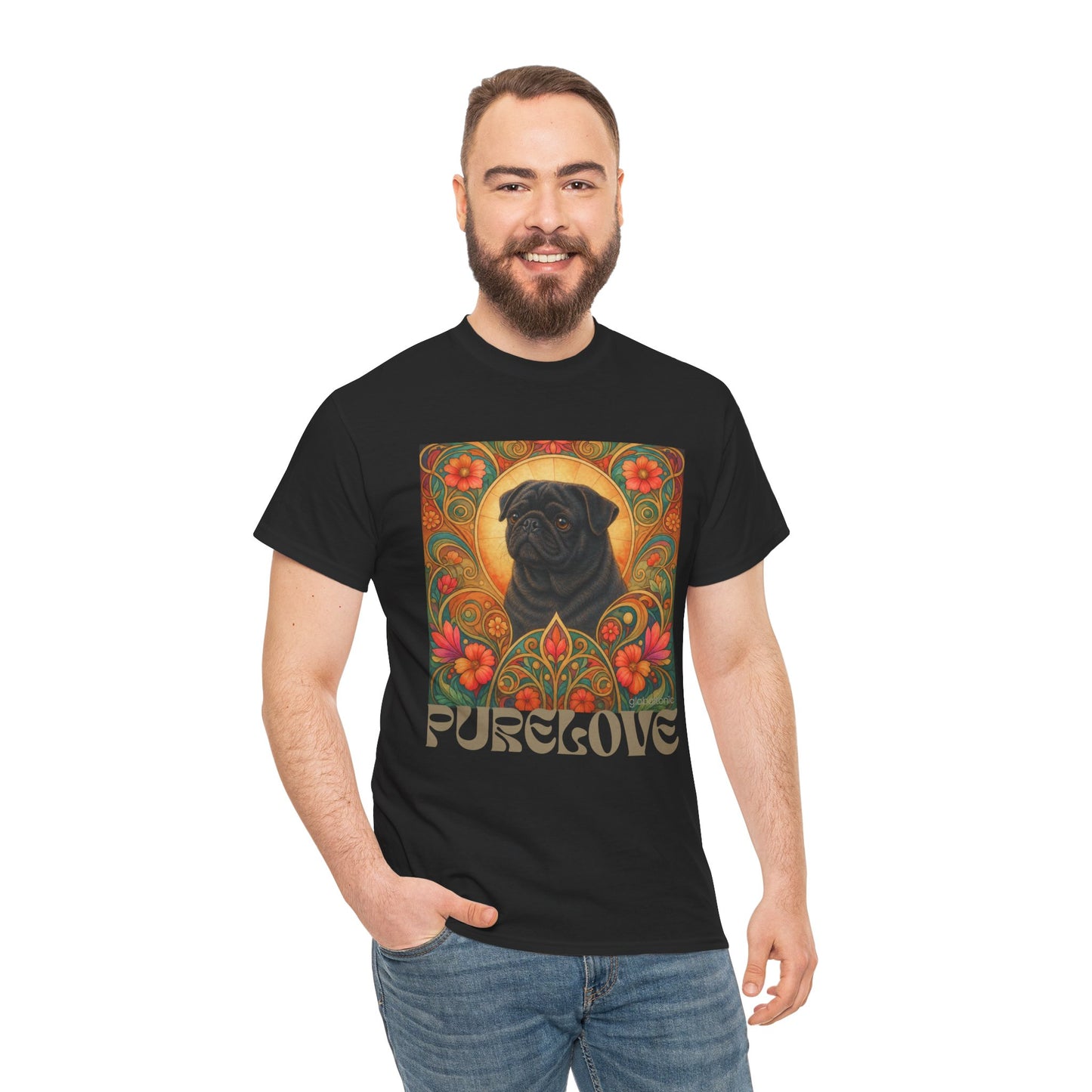 Pug Black Vintage Graphic T-Shirt – Unisex Cotton Tee for Dog Lovers