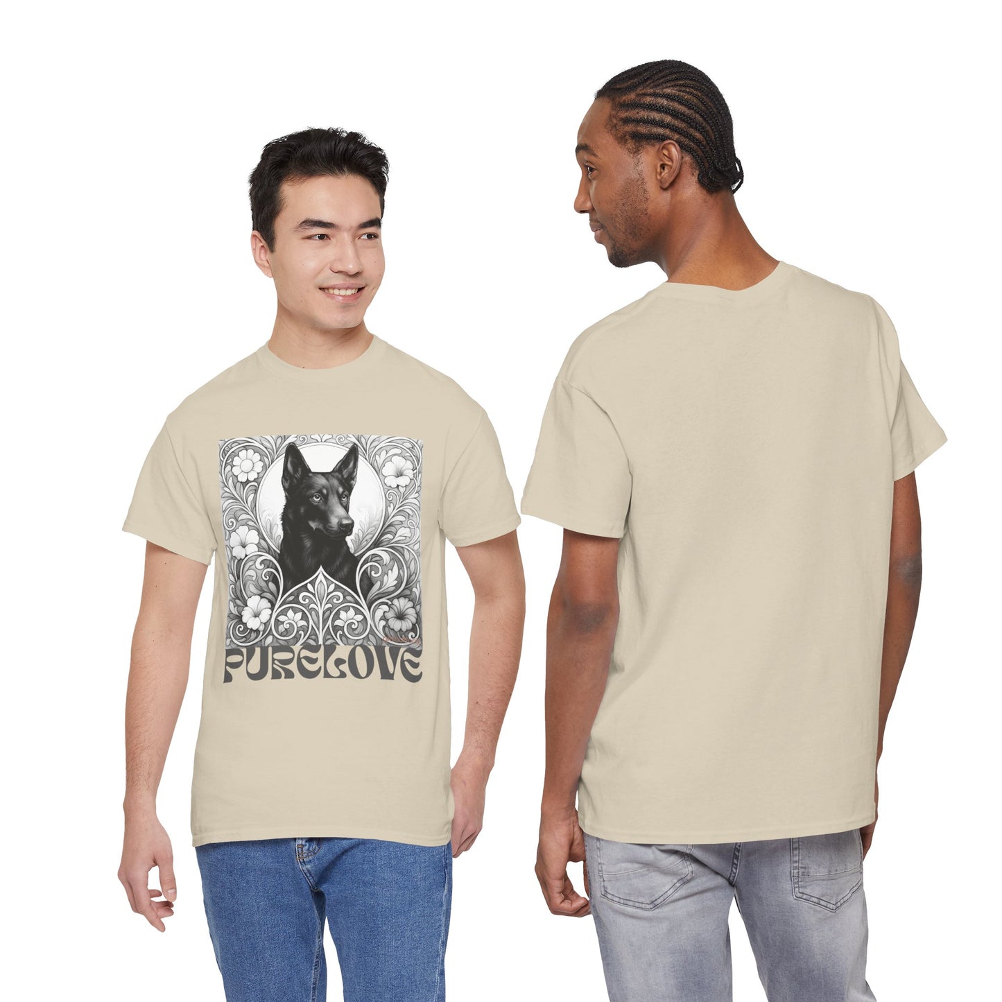 Kelpie Black Vintage Unisex Cotton Tee for Dog Lovers (Black & White)