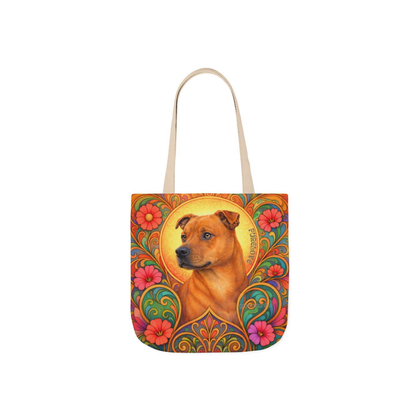 Staffy Tan All-Over Print Canvas Tote Bag – Colourful Artistic Dog Lover Gift