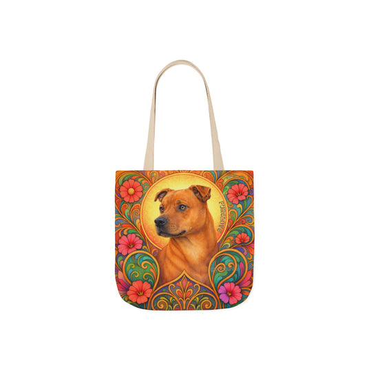 Staffy Tan All-Over Print Canvas Tote Bag – Colourful Artistic Dog Lover Gift