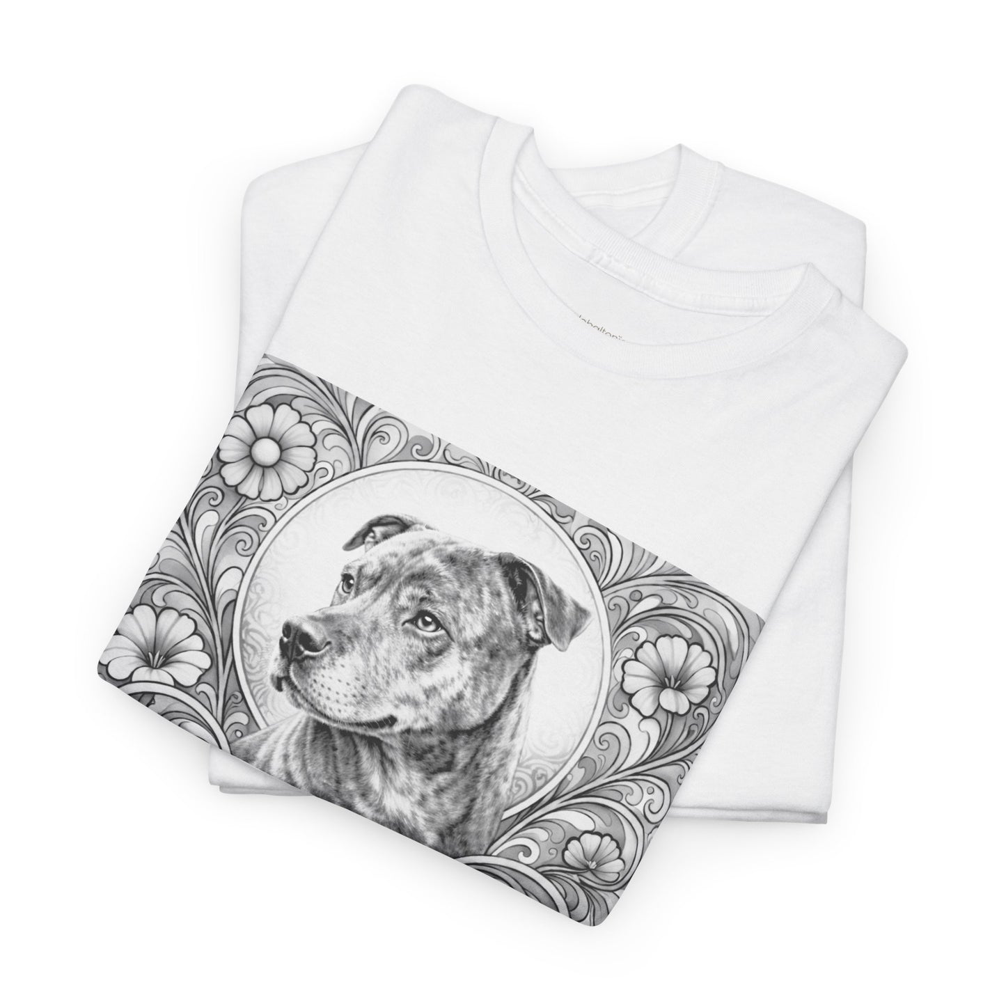 Staffy Brown Brindle Vintage Graphic T-Shirt – Unisex Cotton Tee for Dog Lovers (Black & White)