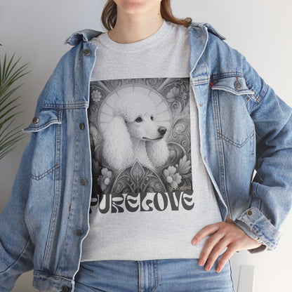 Poodle White Vintage Unisex Cotton Tee for Dog Lovers (Black & White)