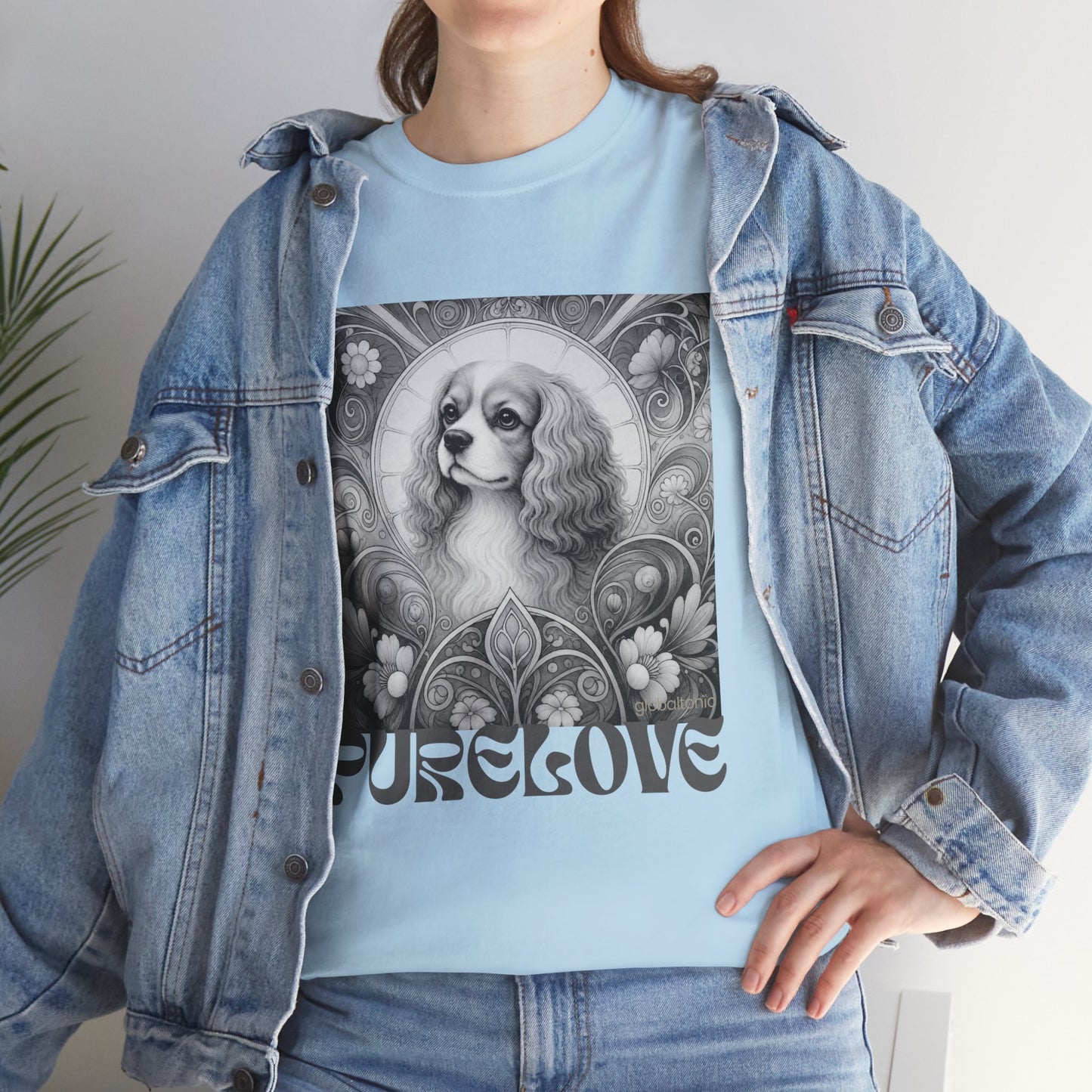 Cavalier King Charles Spaniel Vintage Unisex Cotton Tee for Dog Lovers (Black & White)