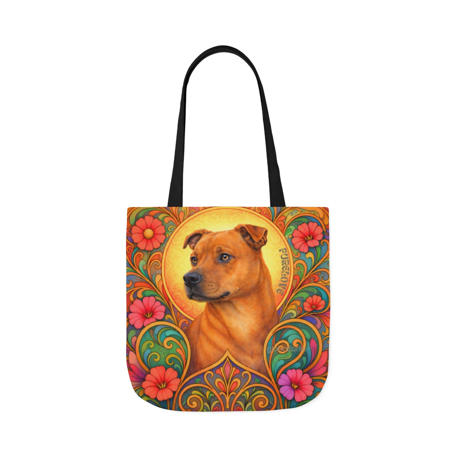 Staffy Tan All-Over Print Canvas Tote Bag – Colourful Artistic Dog Lover Gift