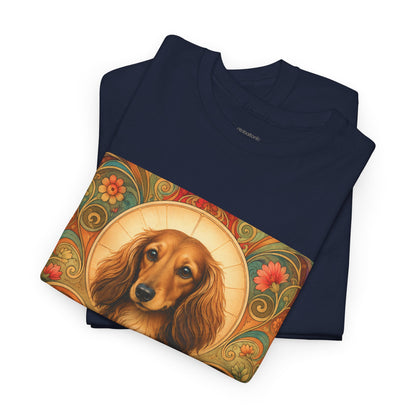 Dachshund Tan Longhair Vintage Graphic T-Shirt – Unisex Cotton Tee for Dog Lovers