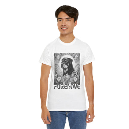 Rottweiler Buddha Vintage Unisex Cotton Tee for Dog Lovers (Black & White T-Shirt)