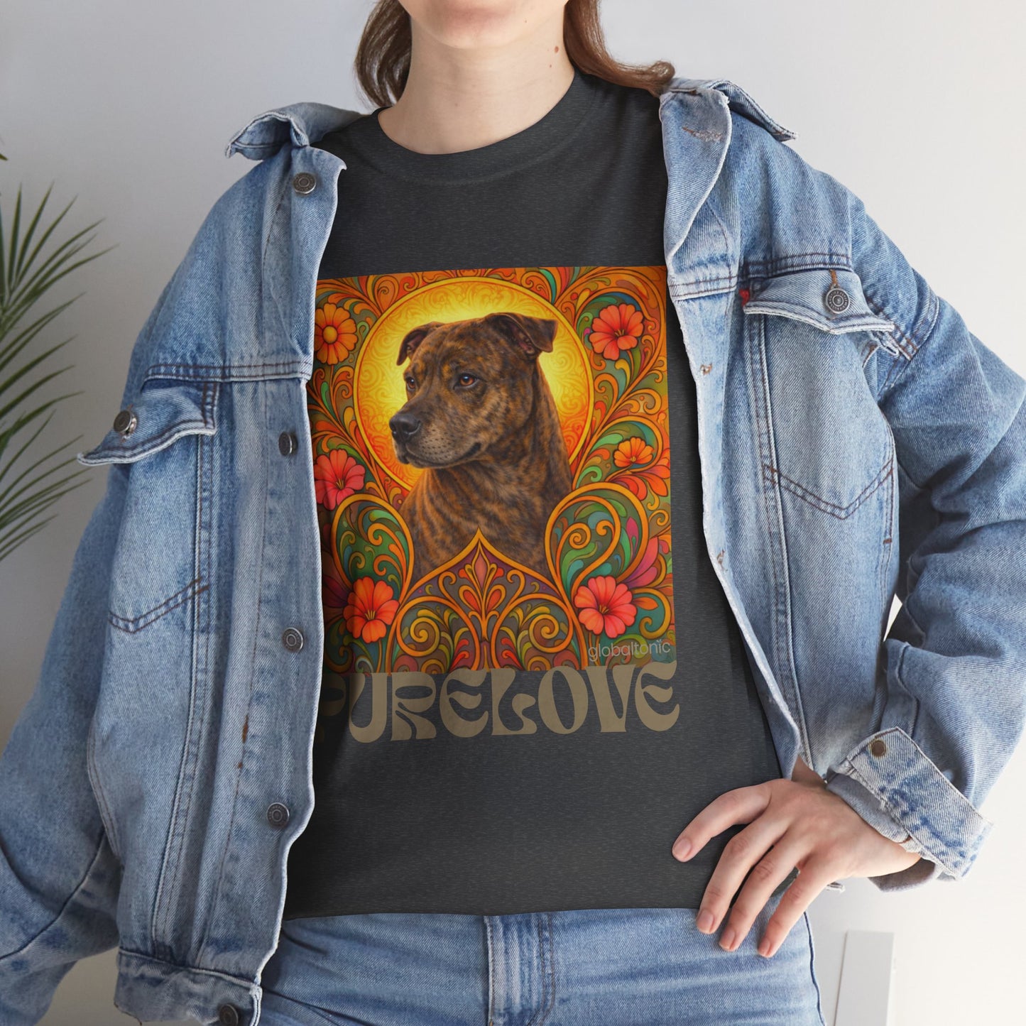 Staffy Brown Brindle Vintage Graphic T-Shirt – Unisex Cotton Tee for Dog Lovers