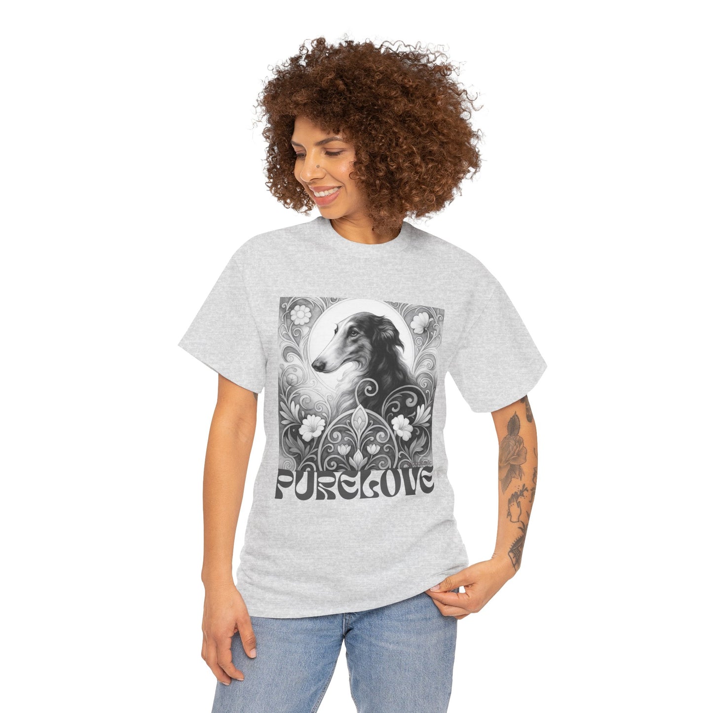 Borzoi Vintage Unisex Cotton Tee for Dog Lovers (Black & White)