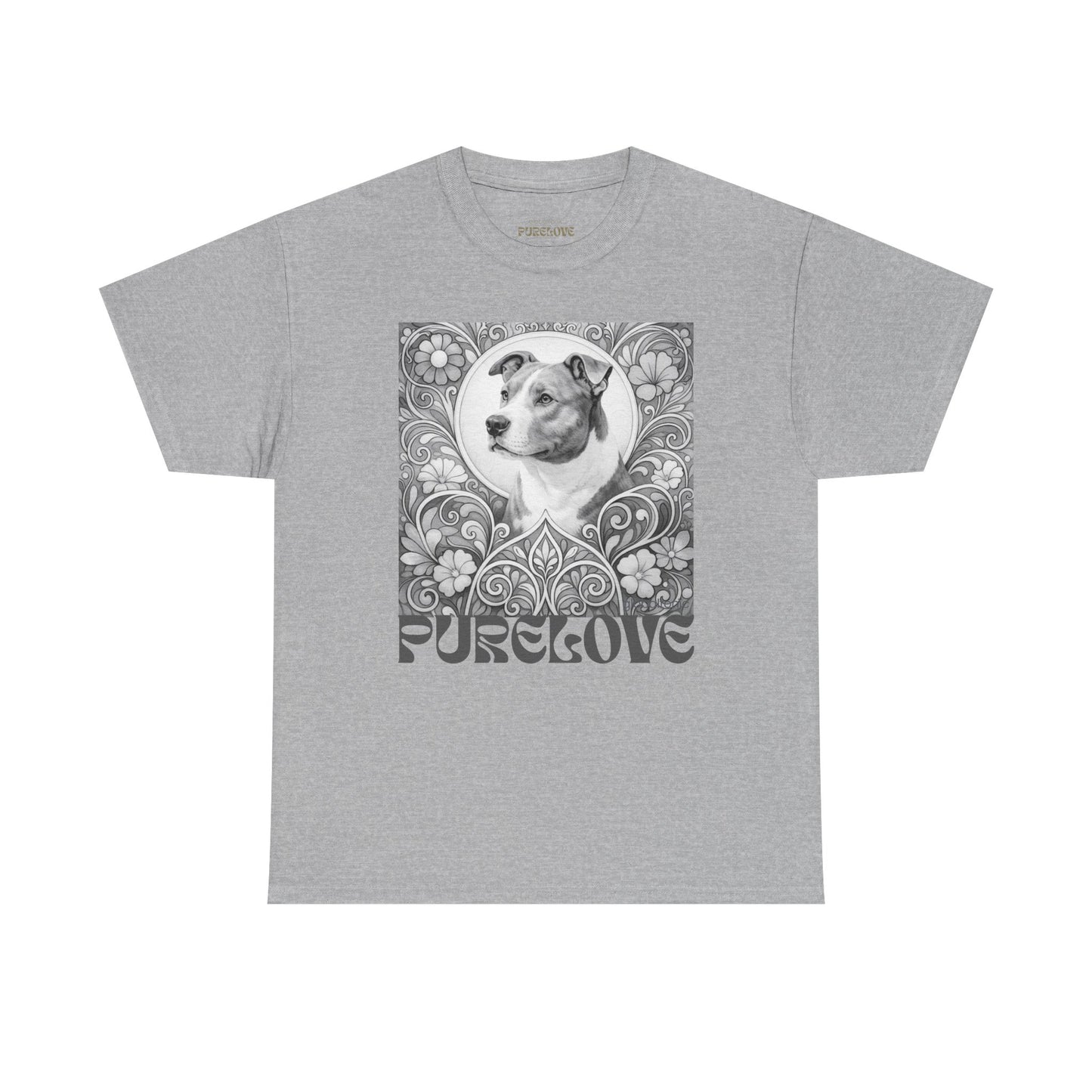 Staffy Grey & White Vintage Unisex Cotton Tee for Dog Lovers (Black & White T-Shirt)