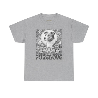Staffy Grey & White Vintage Unisex Cotton Tee for Dog Lovers (Black & White T-Shirt)