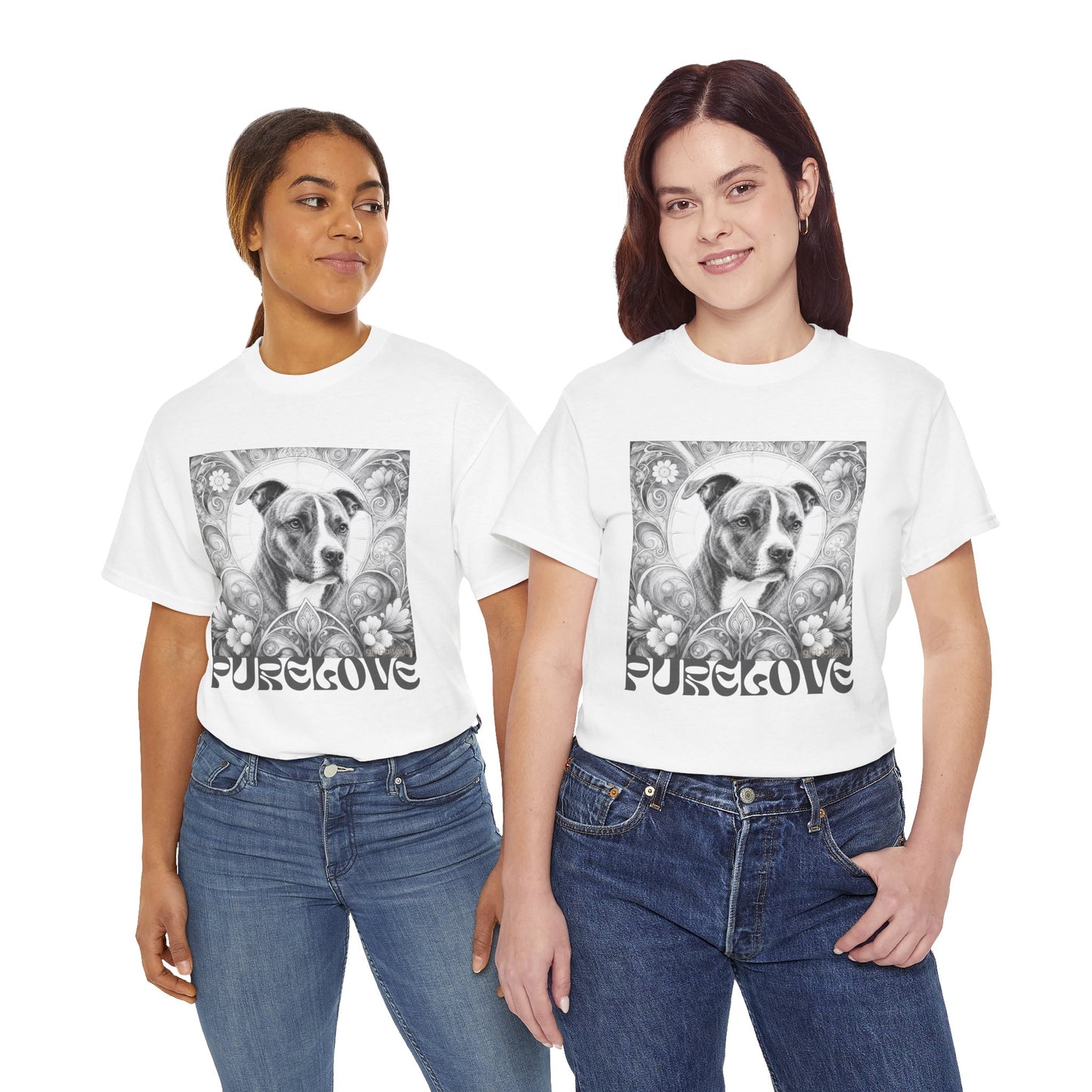 Staffy (Coco) Bull Terrier Vintage Unisex Cotton Tee for Dog Lovers (Black & White)