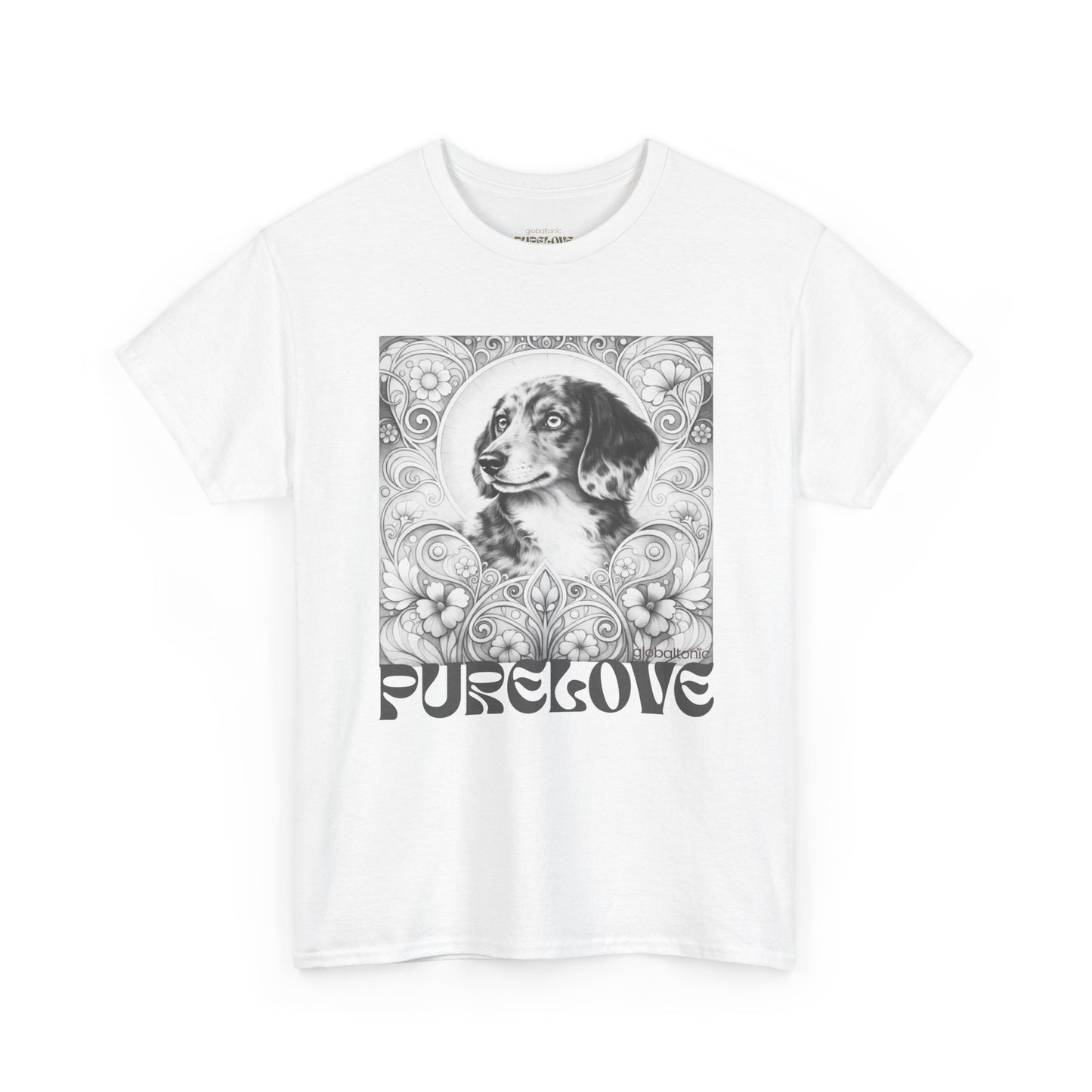Dachshund Merle Wirehaired Vintage Unisex Cotton Tee for Dog Lovers (Black & White)