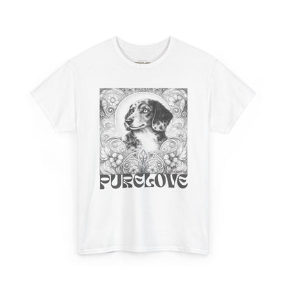 Dachshund Merle Wirehaired Vintage Unisex Cotton Tee for Dog Lovers (Black & White)