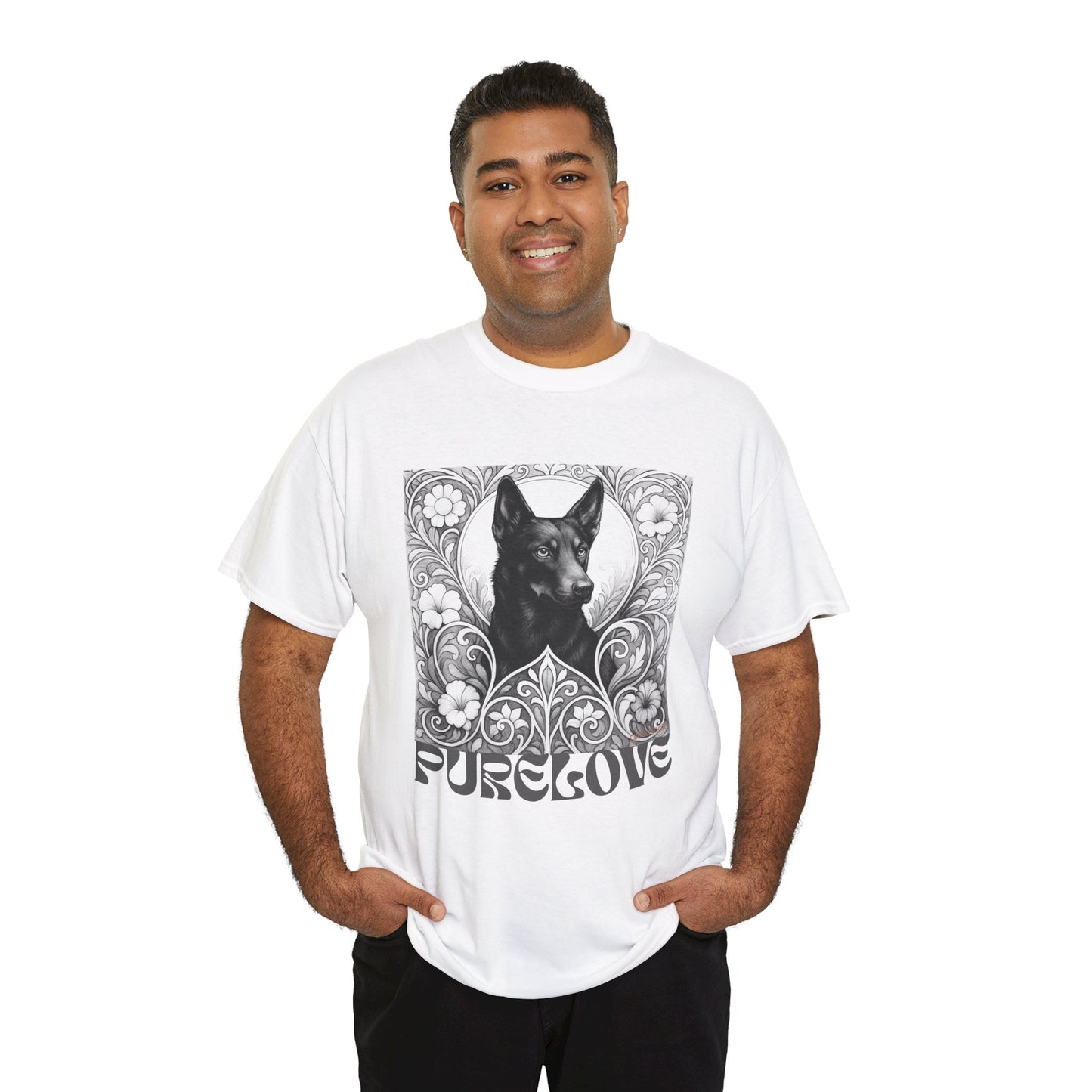 Kelpie Black Vintage Unisex Cotton Tee for Dog Lovers (Black & White)