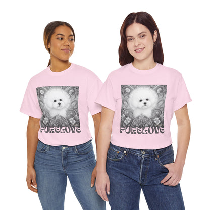 Bichon Frise Vintage Unisex Cotton Tee for Dog Lovers (Black & White)