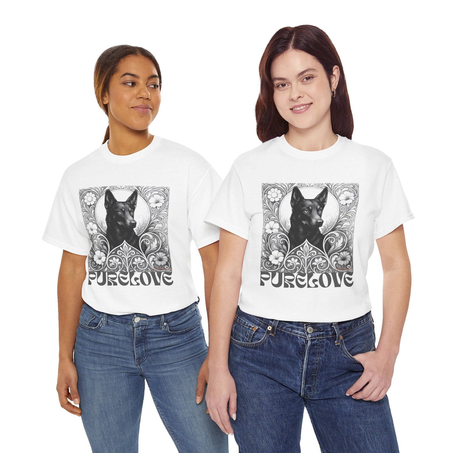 Kelpie Black Vintage Unisex Cotton Tee for Dog Lovers (Black & White)