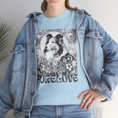 Collie Vintage Unisex Cotton Tee for Dog Lovers (Black & White)