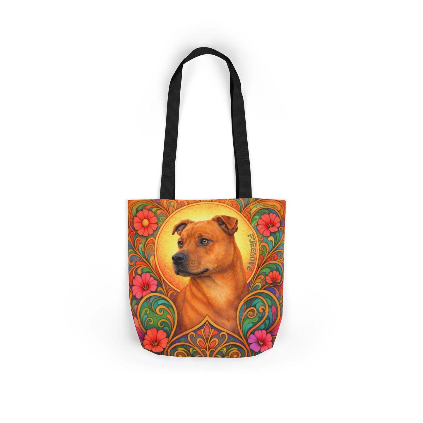 Staffy Tan All-Over Print Canvas Tote Bag – Colourful Artistic Dog Lover Gift