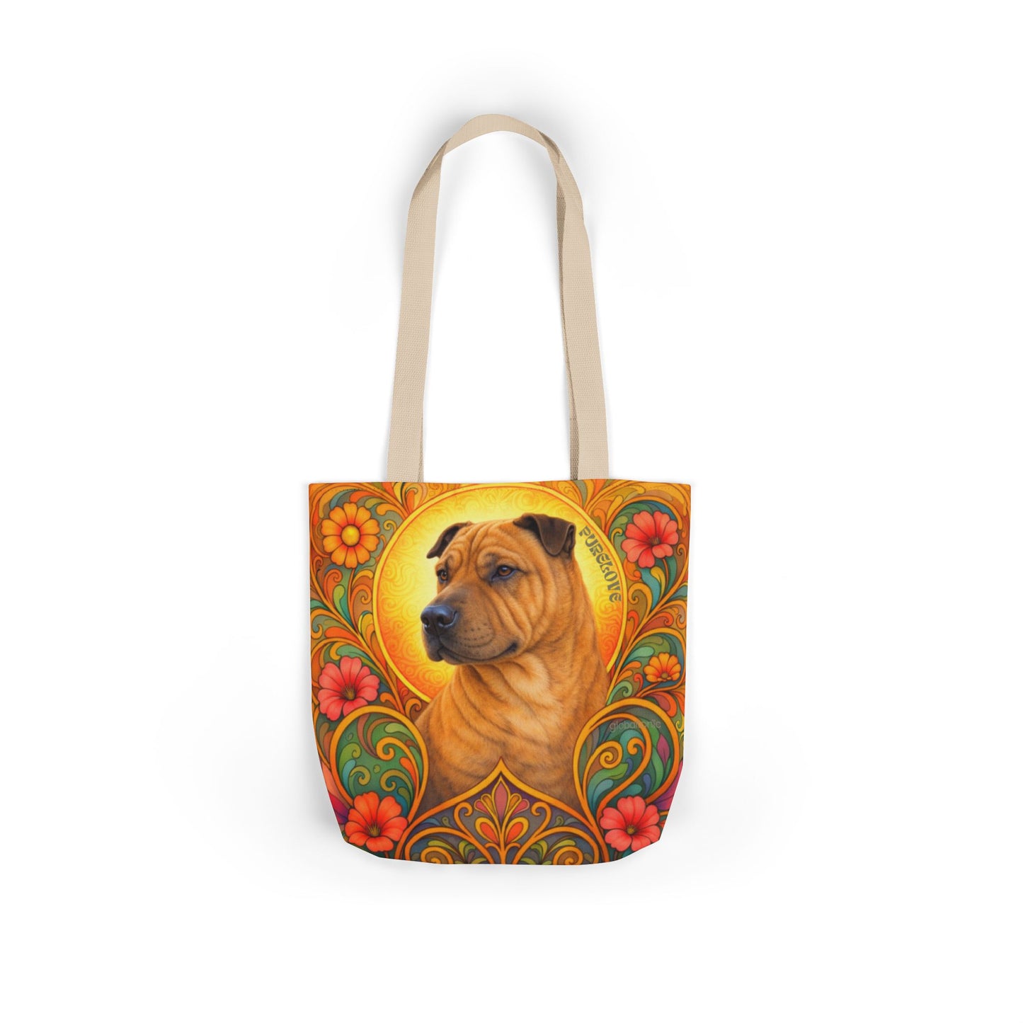 Shar Pei All-Over Print Canvas Tote Bag – Colourful Artistic Dog Lover Gift
